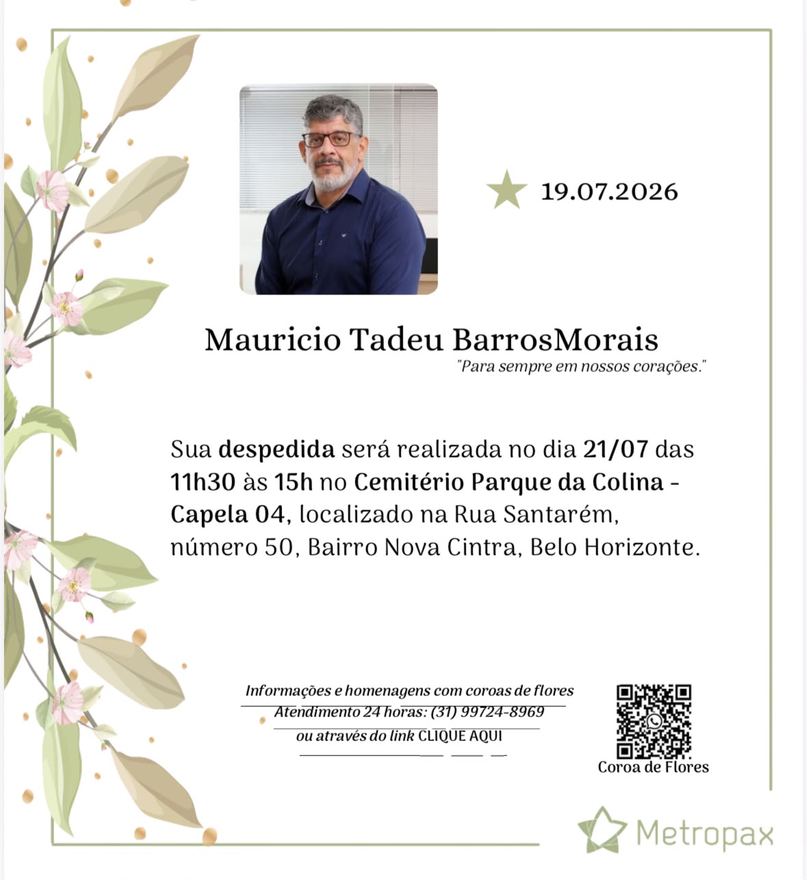 Leia mais sobre o artigo Sindseg PR/MS lamenta o falecimento do consultor e palestrante Maurício Tadeu Barros Morais